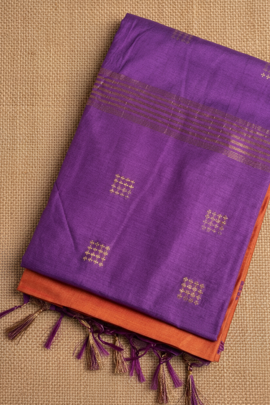Red and Purple Banana Silk Saree