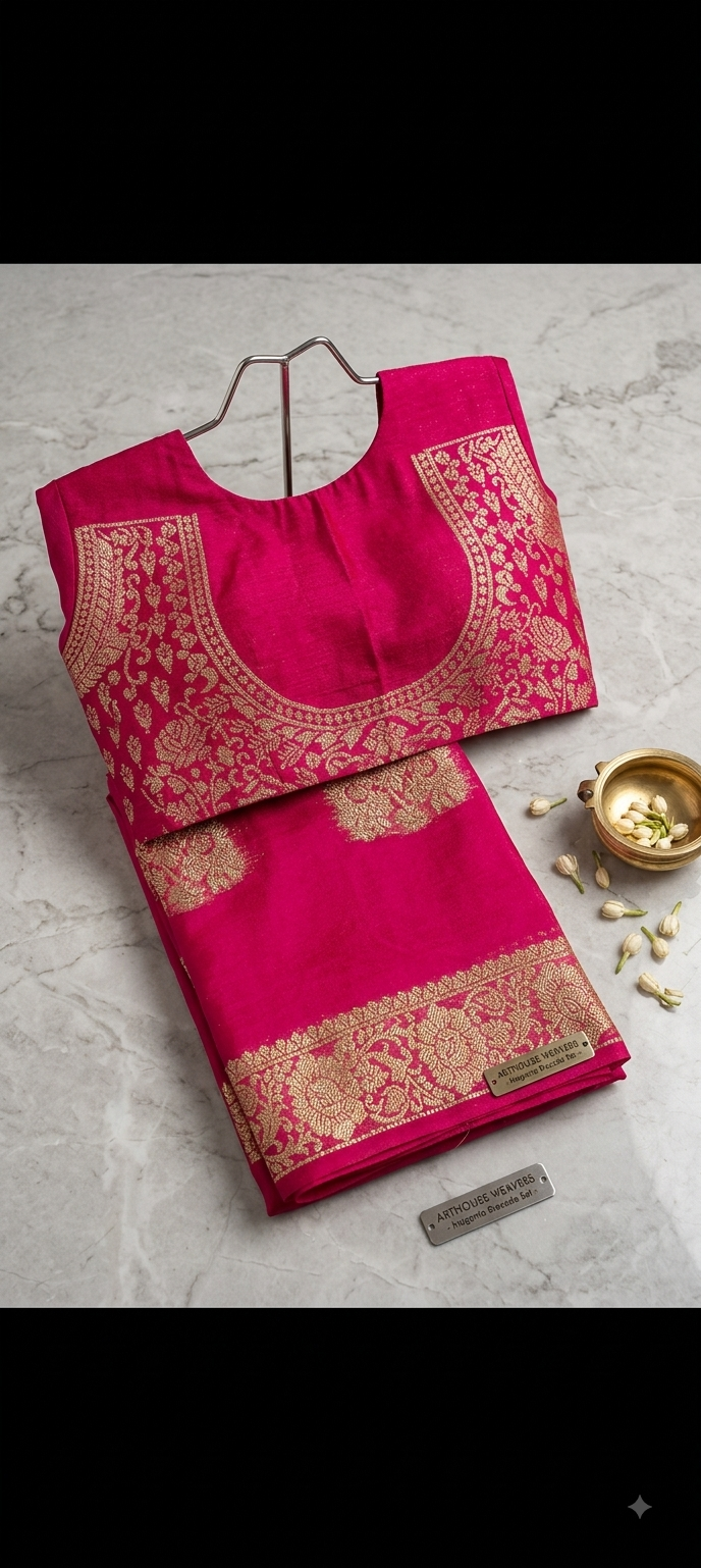 Pink Banarasi Silk Saree