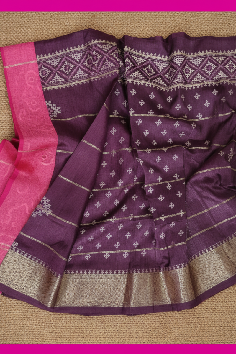 Magenta Dola Silk Saree