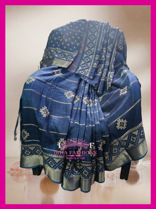 Pastel Blue Dola Silk Saree