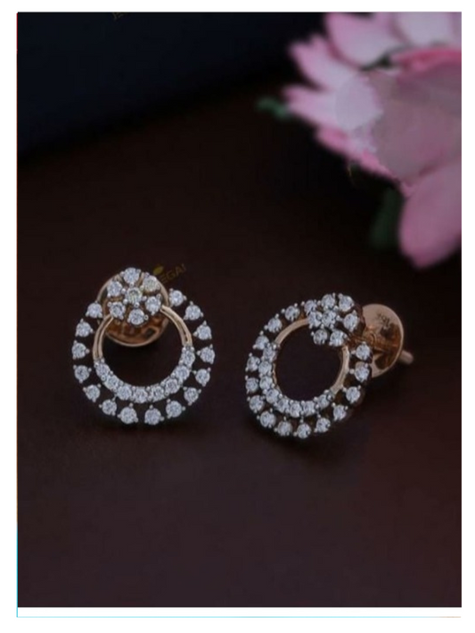 American Diamond CZ Circle Hoop Stud Earrings - Original