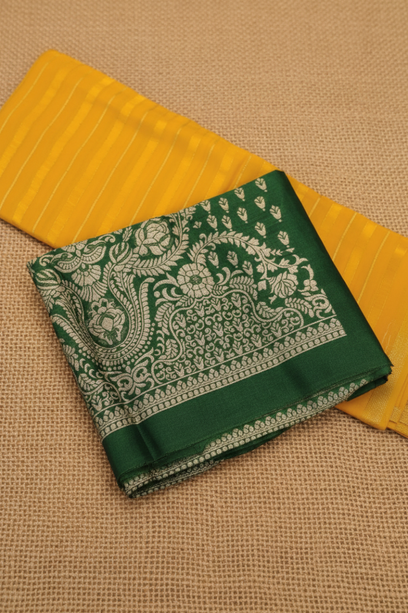 Yellow Banarasi Georgette Silk Saree