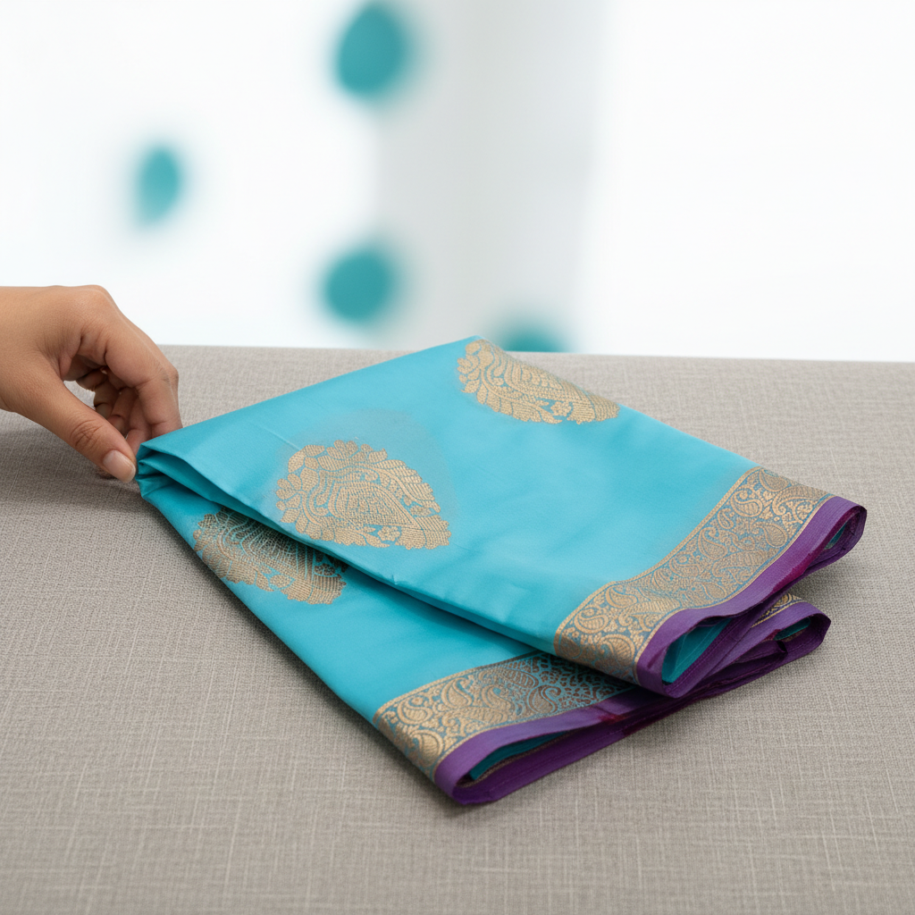 Sky Blue Organza Silk Saree