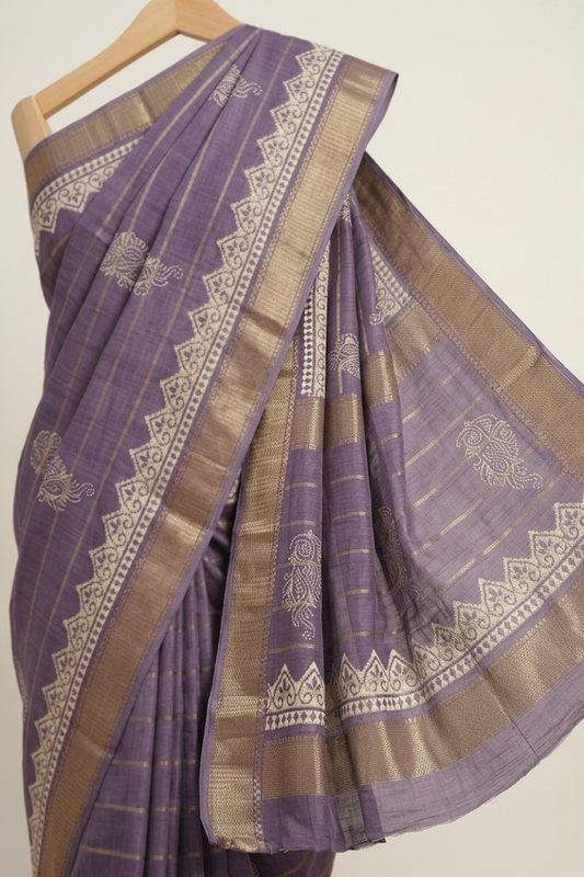 Purple Dola Silk Saree