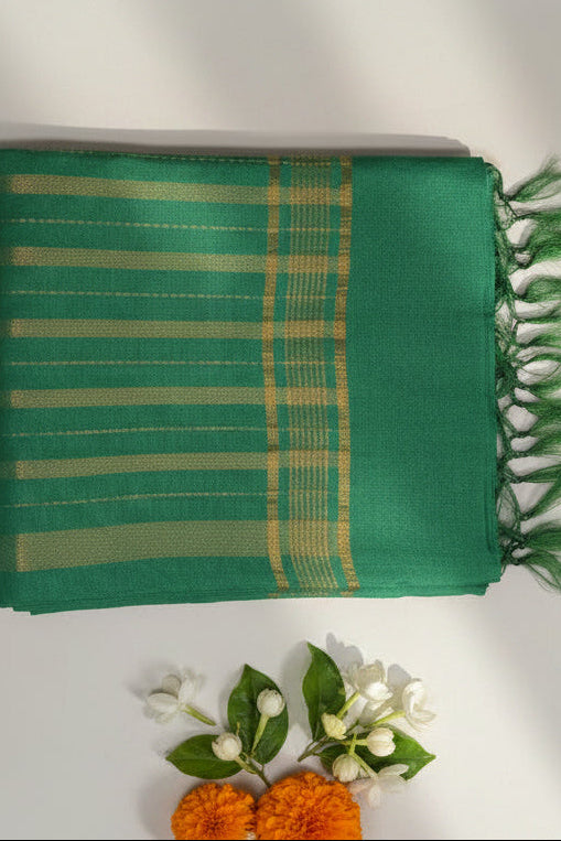 Red and Green Banana Silk Saree