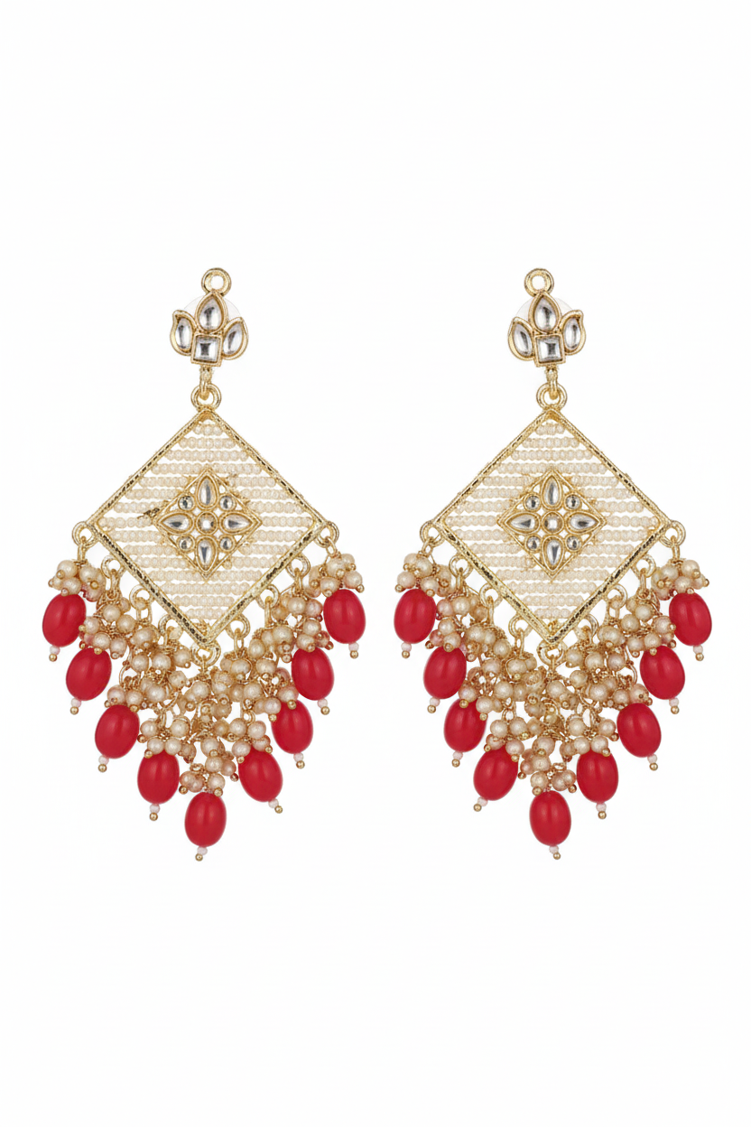 Rani Pink Designer Chandbali - white background