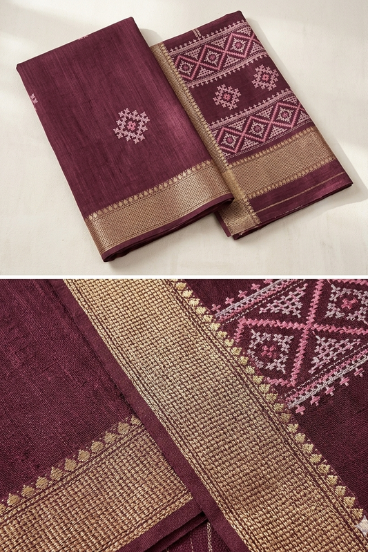 Magenta Dola Silk Saree