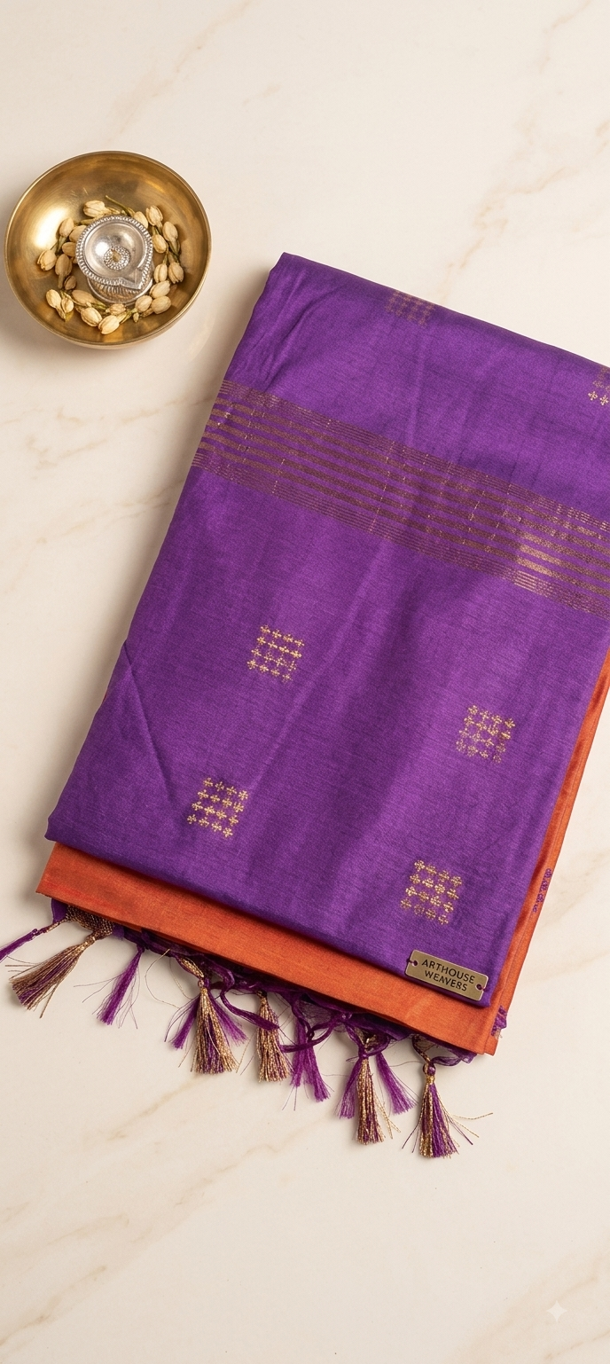Red and Purple Banana Silk Saree