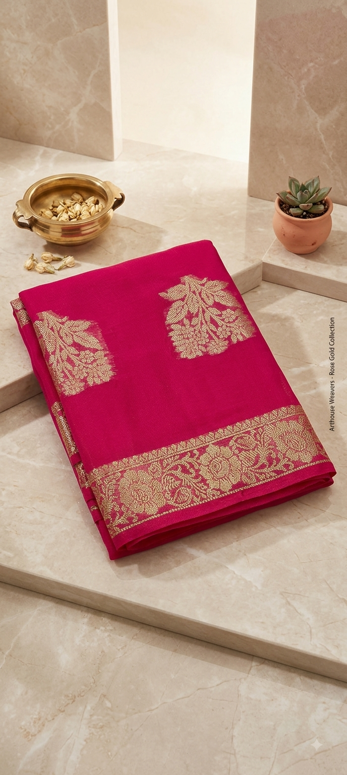 Pink Banarasi Silk Saree