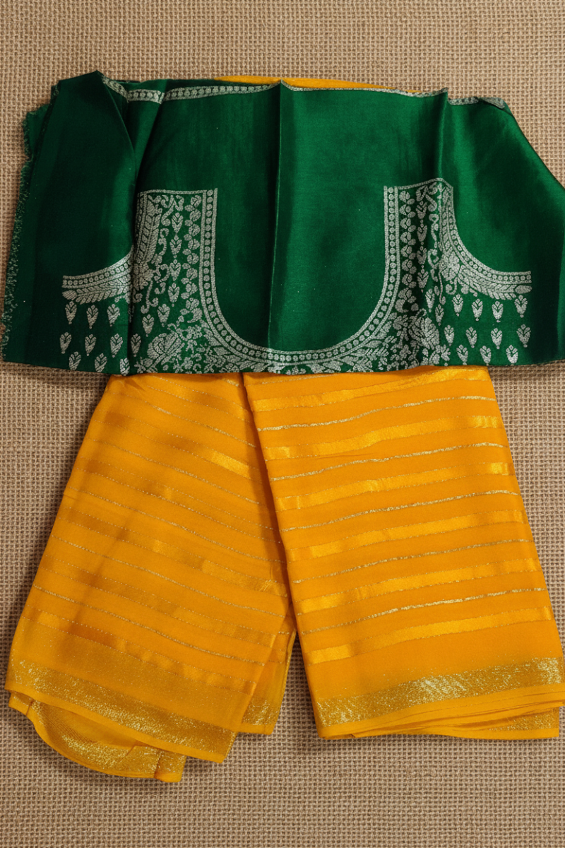 Yellow Banarasi Georgette Silk Saree