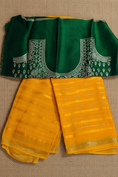 Yellow Banarasi Georgette Silk Saree
