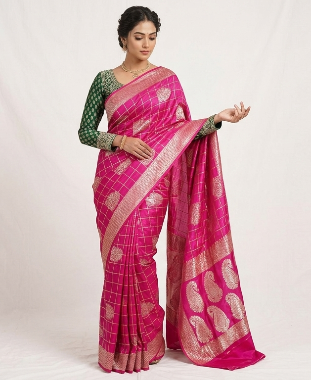 Pink Banarasi Silk Saree