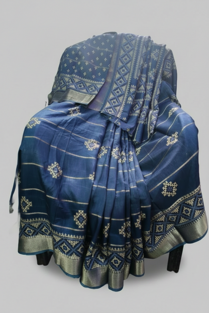 Pastel Blue Dola Silk Saree