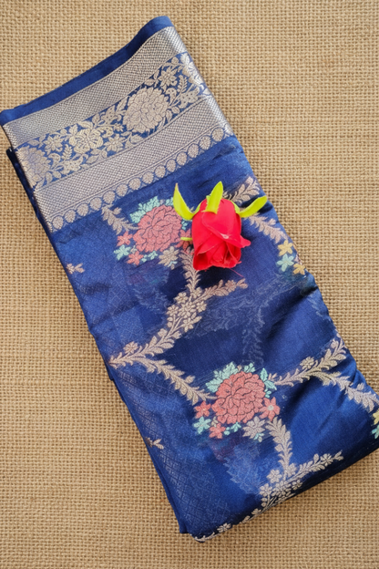 Navy Blue Semi Silk Saree