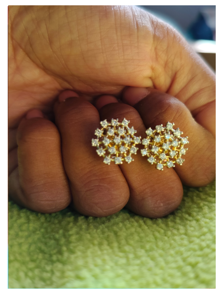 Gold American Diamond CZ Starburst Stud Earrings - Original
