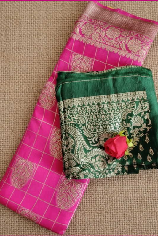 Pink Banarasi Silk Saree