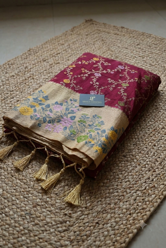 Maroon Meenakari Banarasi Silk Saree