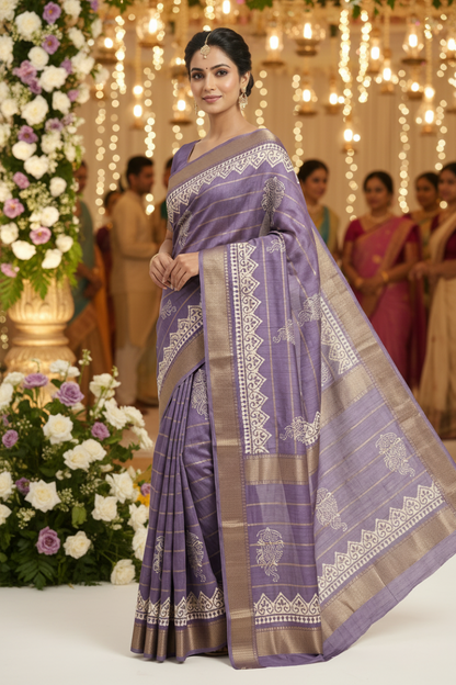 Purple Dola Silk Saree