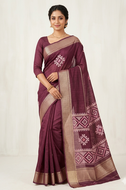 Magenta Dola Silk Saree