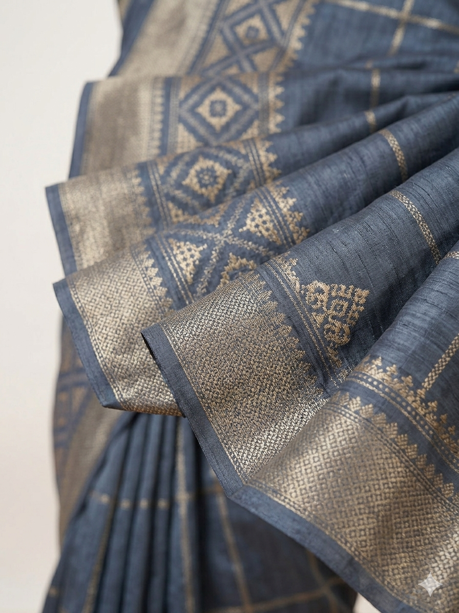 Pastel Blue Dola Silk Saree
