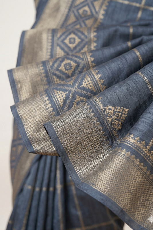 Pastel Blue Dola Silk Saree