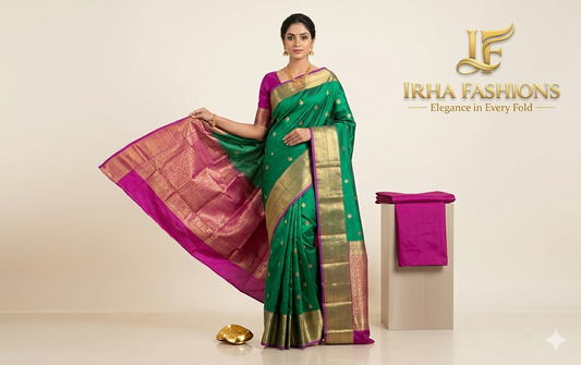 Green and Pink Organza Silk Saree