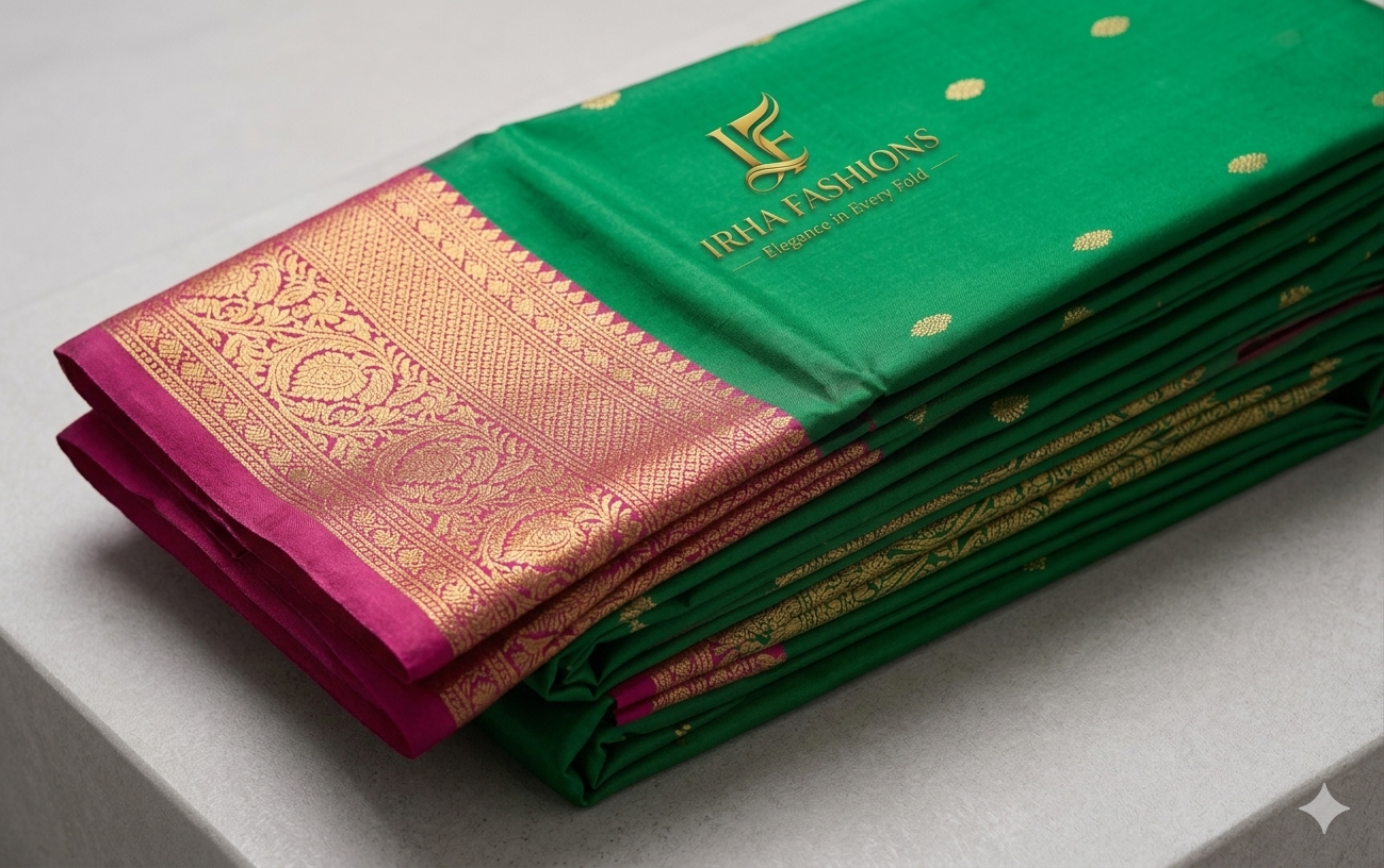 Green and Pink Organza Silk Saree