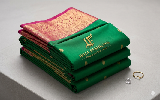 Green and Pink Organza Silk Saree