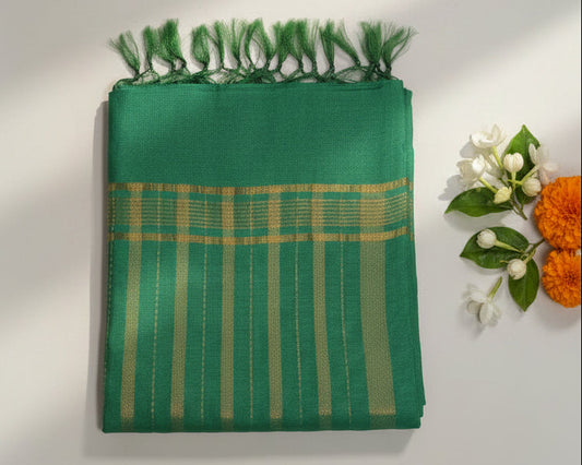 Red and Green Banana Silk Saree