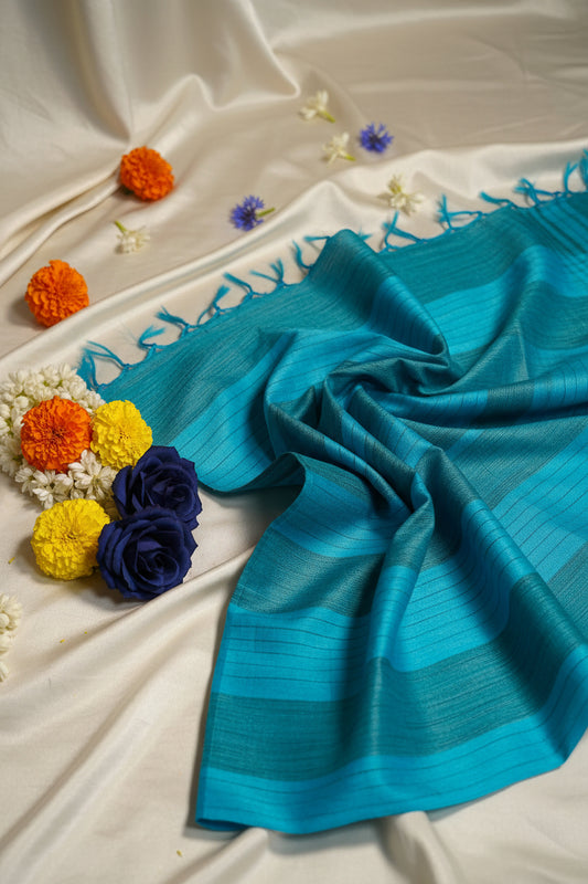 Peacock Blue Soft Silk Saree