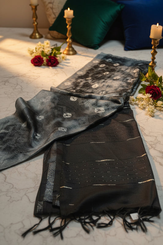 Black and Grey Silk Saree