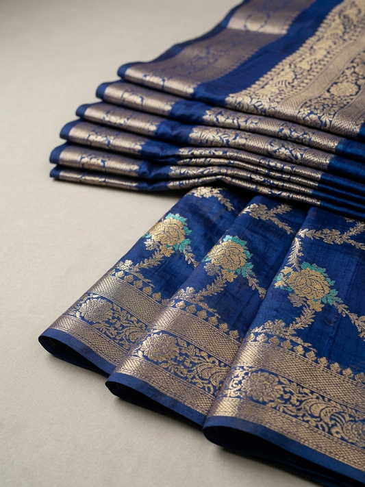 Navy Blue Semi Georgette Saree