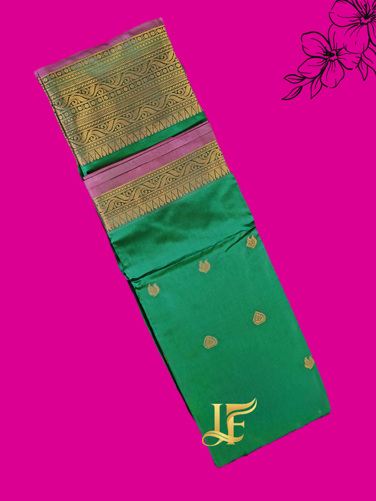 Green and Pink Organza Silk Saree