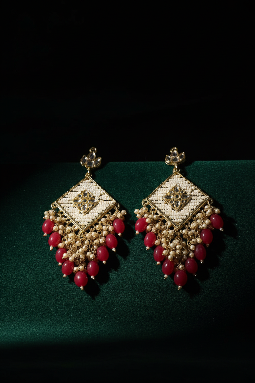 Rani Pink Designer Chandbali - editorial