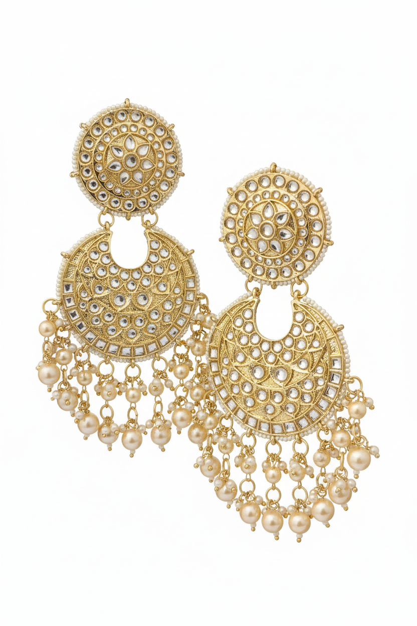 Mustard Chandbali - white background