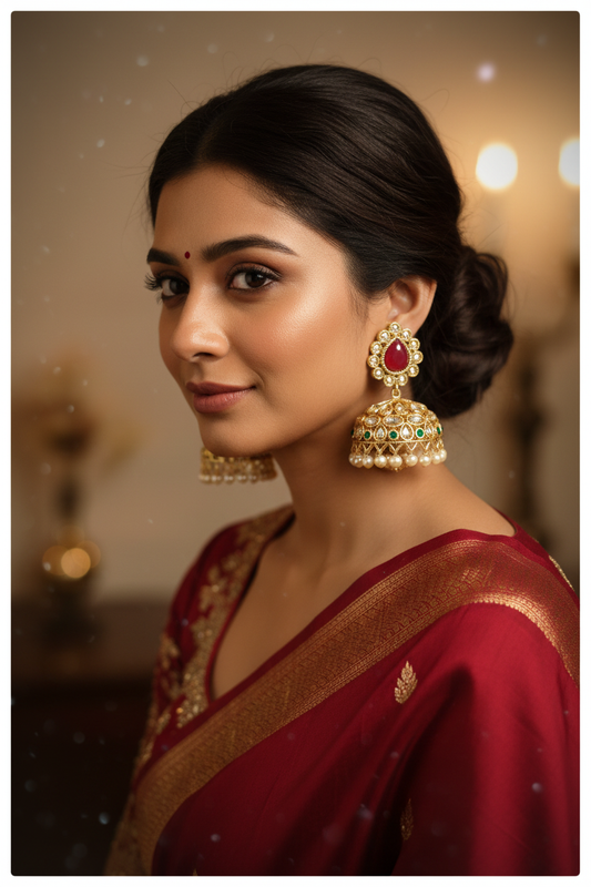 Shahista Jhumkis - model wearing