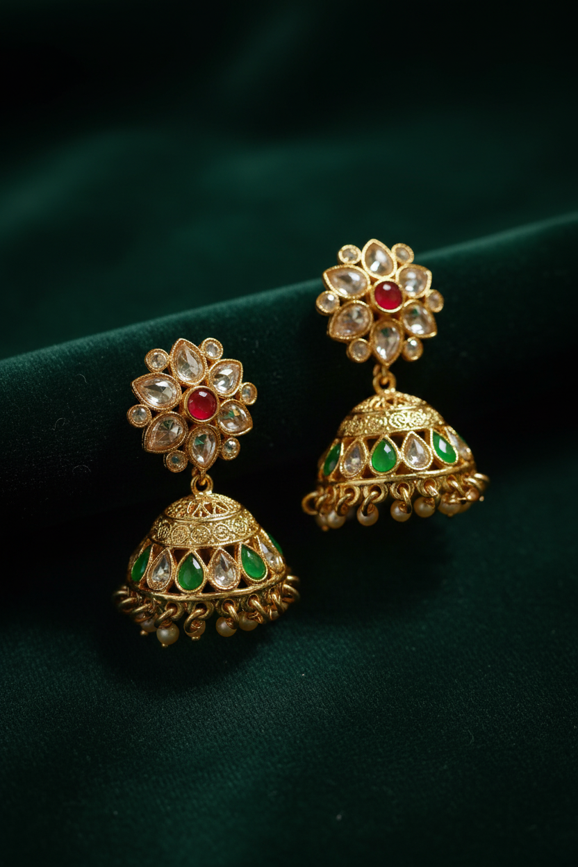 Emerald Jhumkis - forest green editorial