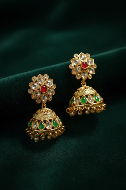 Emerald Jhumkis - forest green editorial