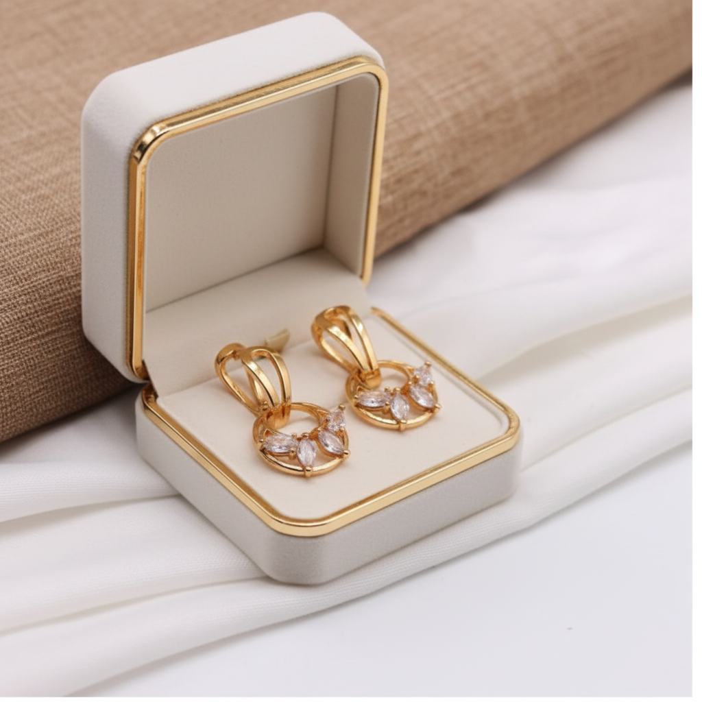 American Diamond CZ Circle Drop Earrings - Lifestyle