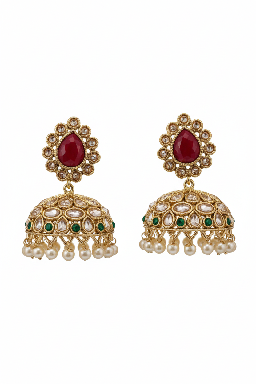 Shahista Jhumkis - white background
