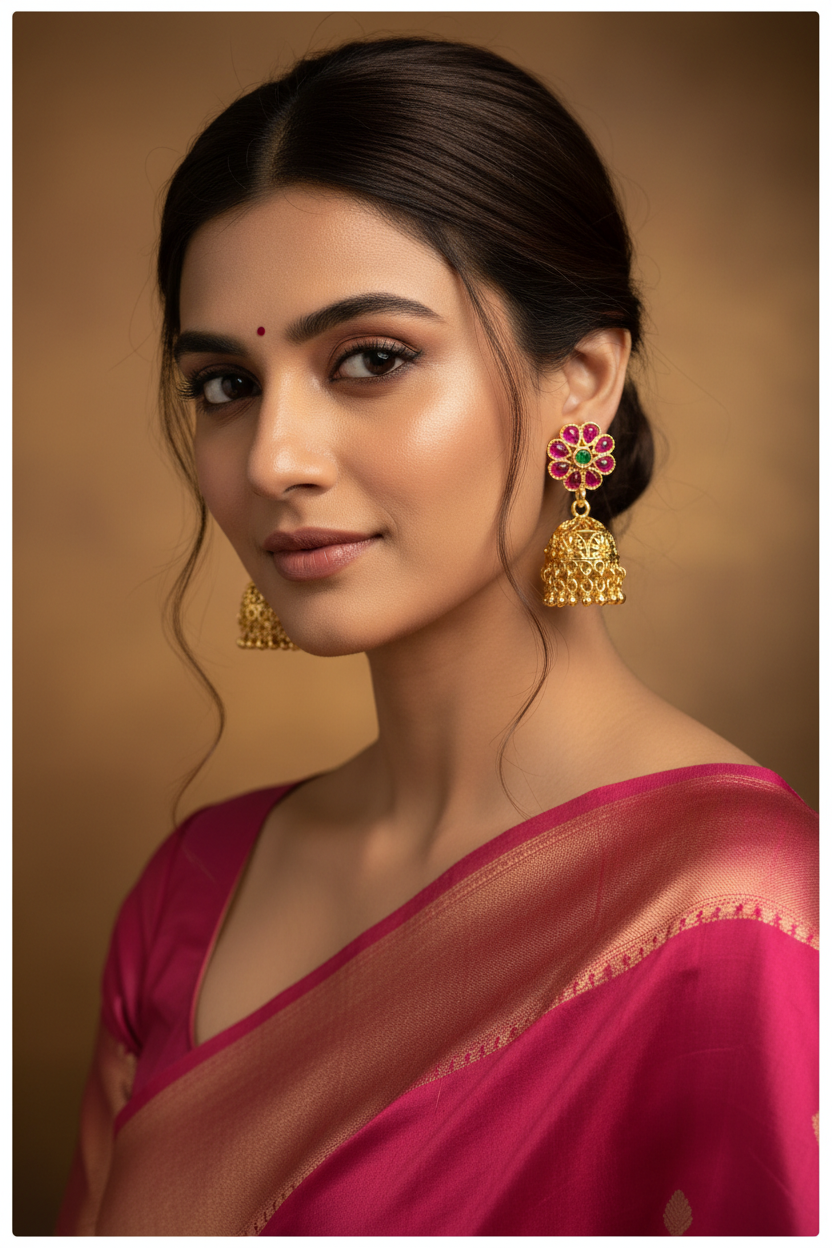 Kairav Jhumkis - model wearing