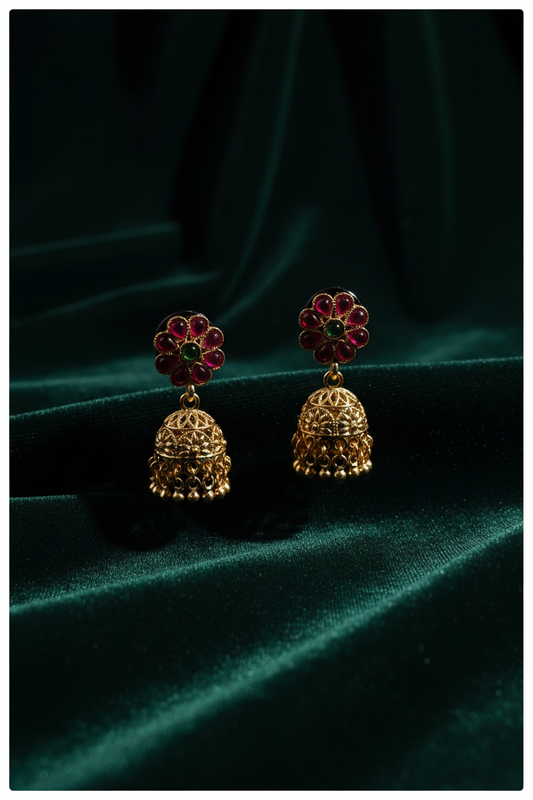 Kairav Jhumkis - forest green editorial