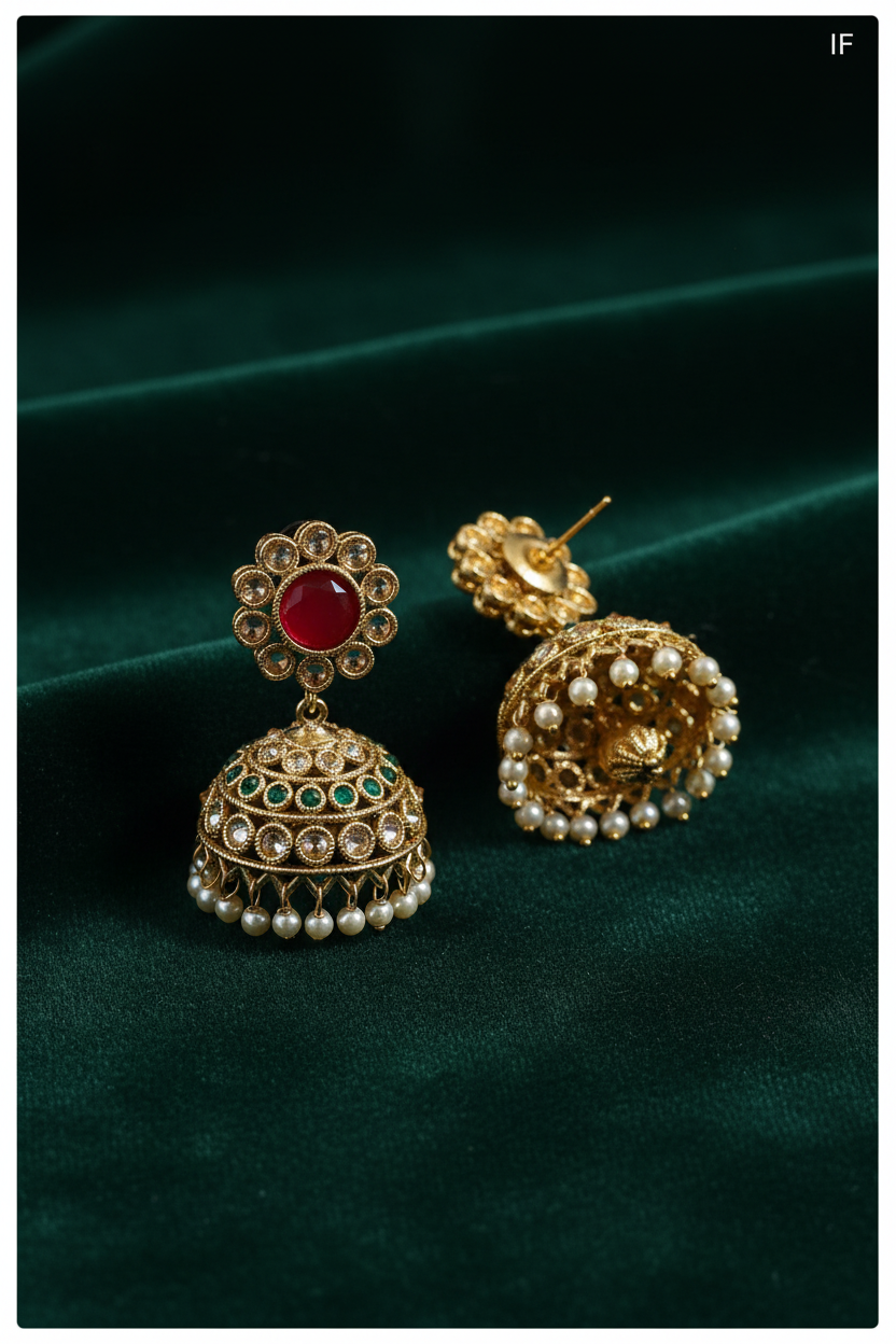 Red and Emerald Jhumkis - editorial v2