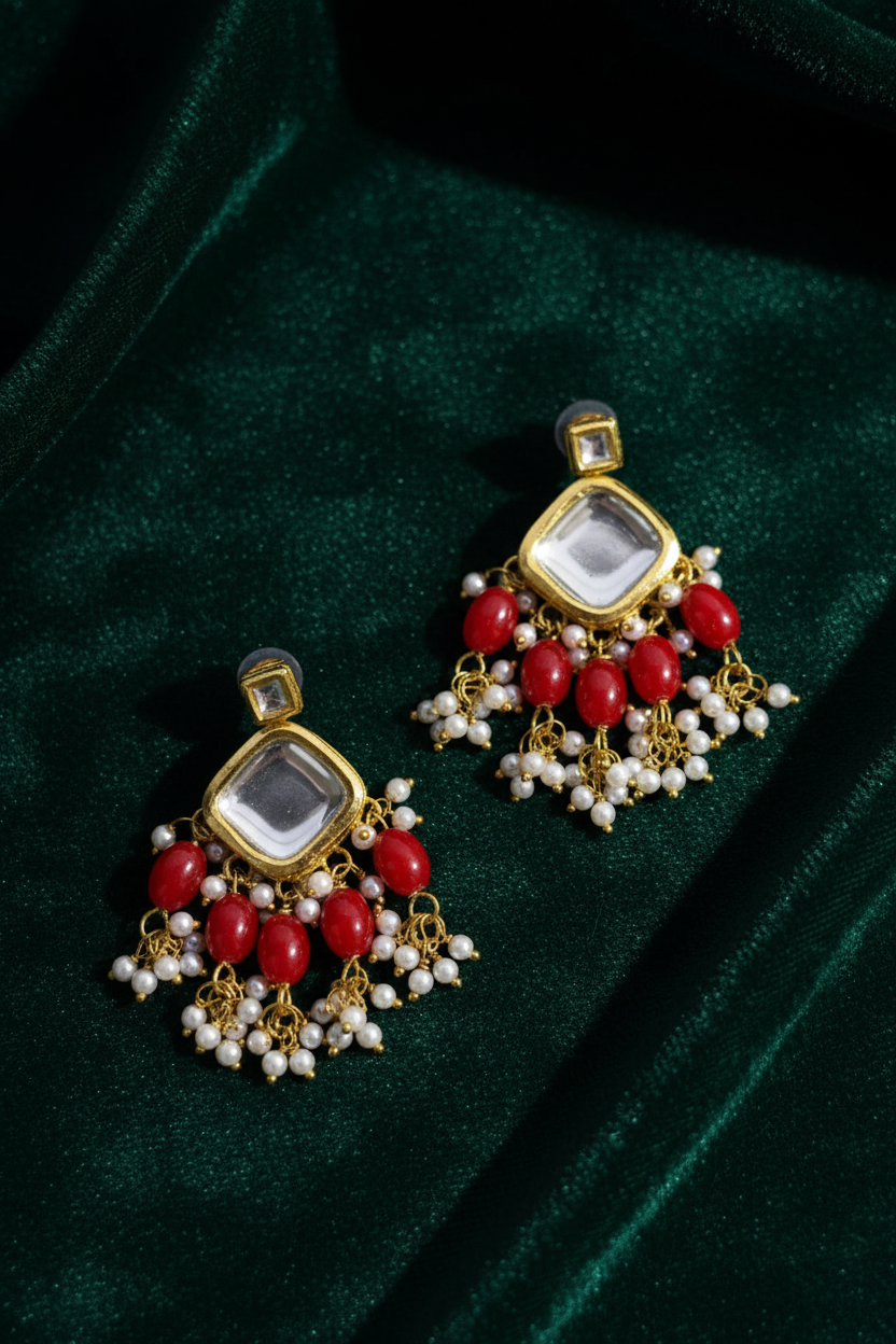 Red Designer Earrings - editorial