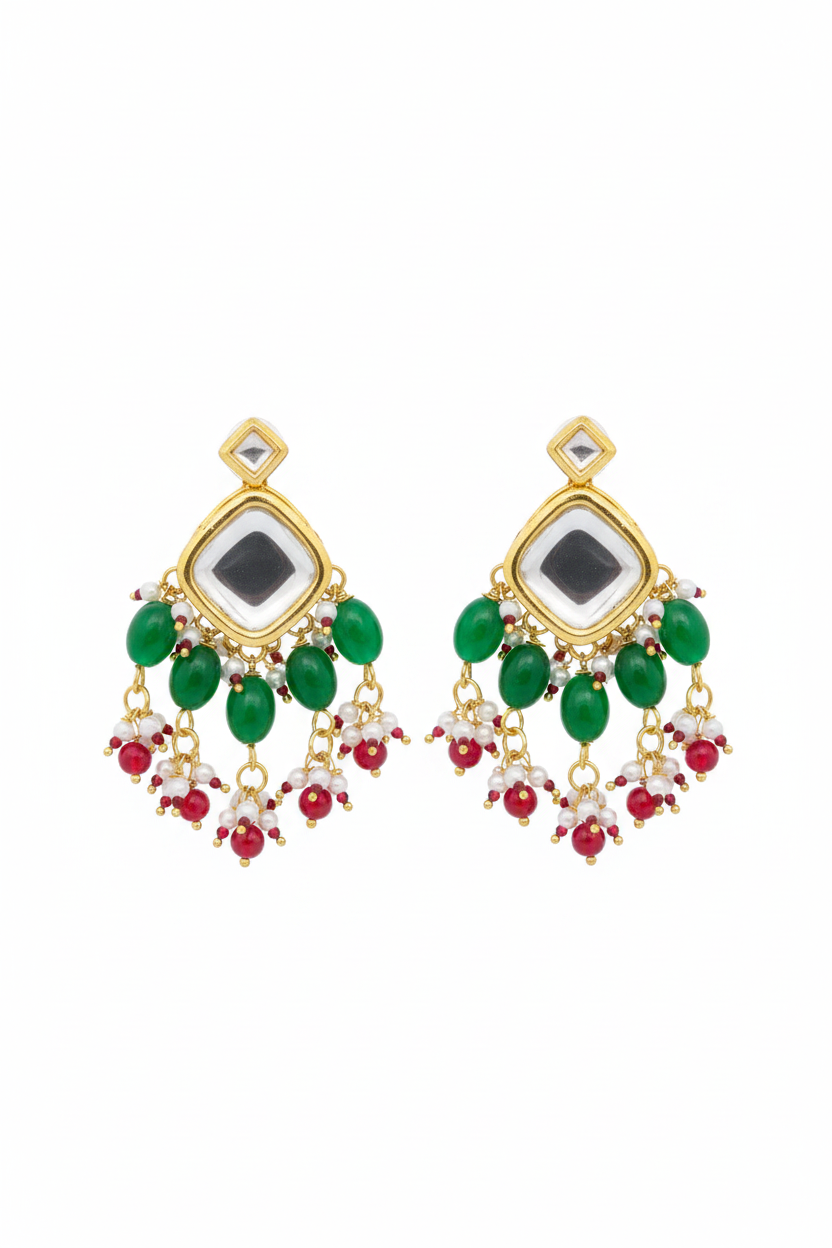 Emerald Designer Earrings - white background
