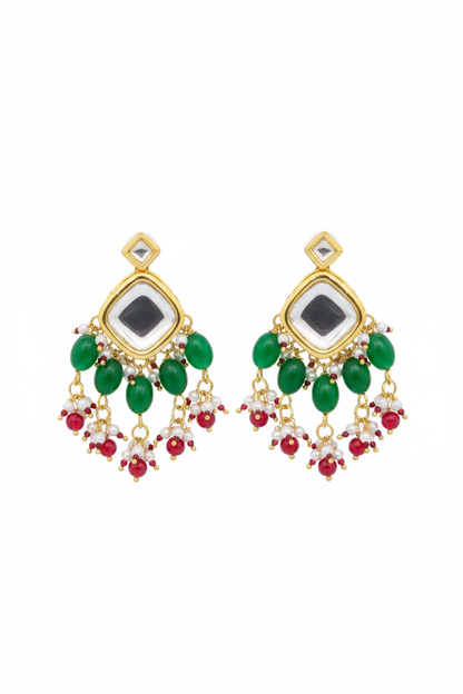 Emerald Designer Earrings - white background
