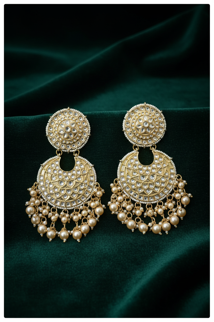 Mustard Chandbali - forest green editorial