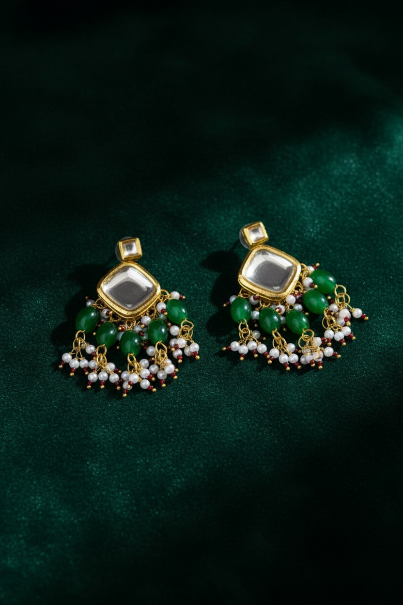 Emerald Designer Earrings - editorial