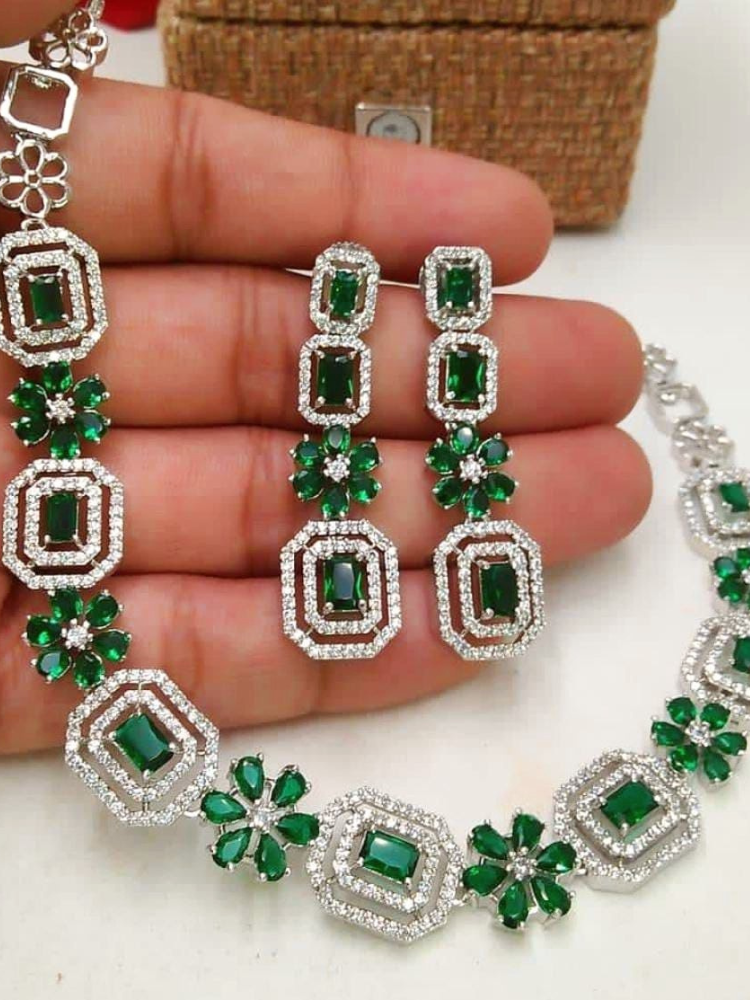 Emerald Zavi Rhinestone Jewellery Set